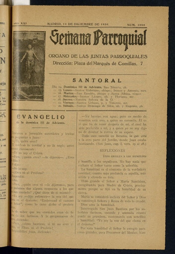 Miniatura de Semana Parroquial de Nuestra Señora de las Angustias del 14 de diciembre de 1930