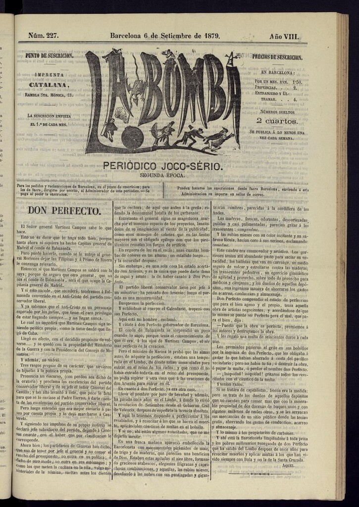 Miniatura de La Bomba: periódico bilingüe joco-serio del 6 de septiembre de 1879, nº 227
