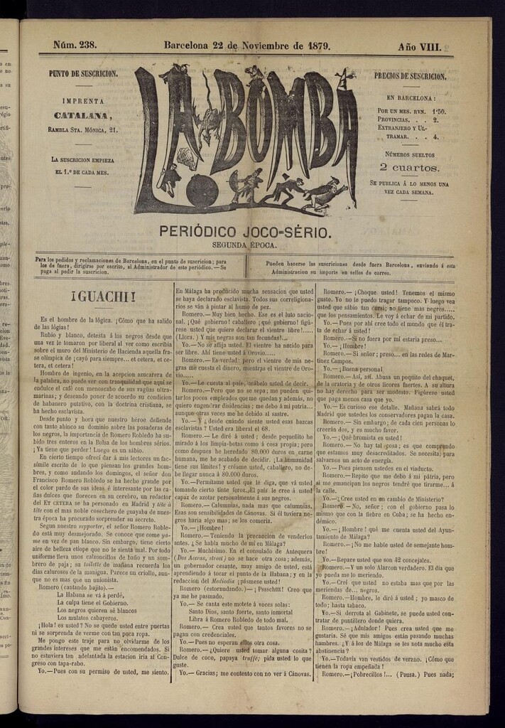 Miniatura de La Bomba: periódico bilingüe joco-serio del 22 de noviembre de 1879, nº 238