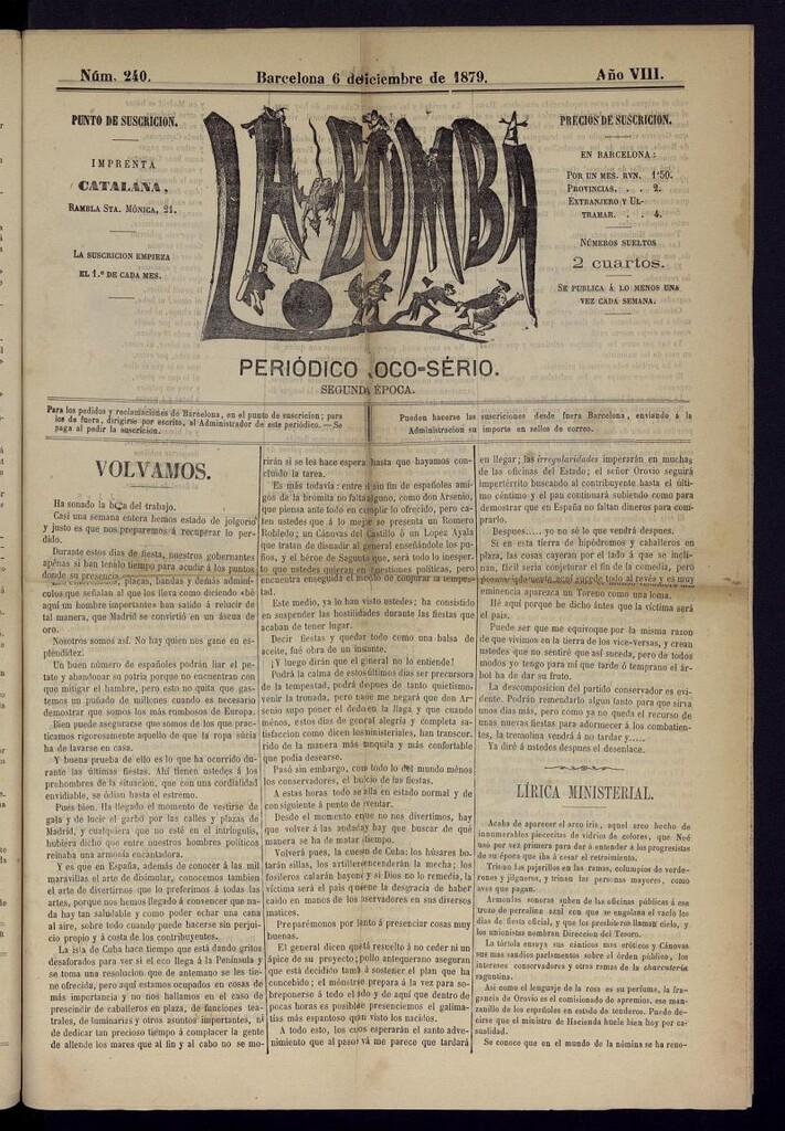 Miniatura de La Bomba: periódico bilingüe joco-serio del 6 de diciembre de 1879, nº 240