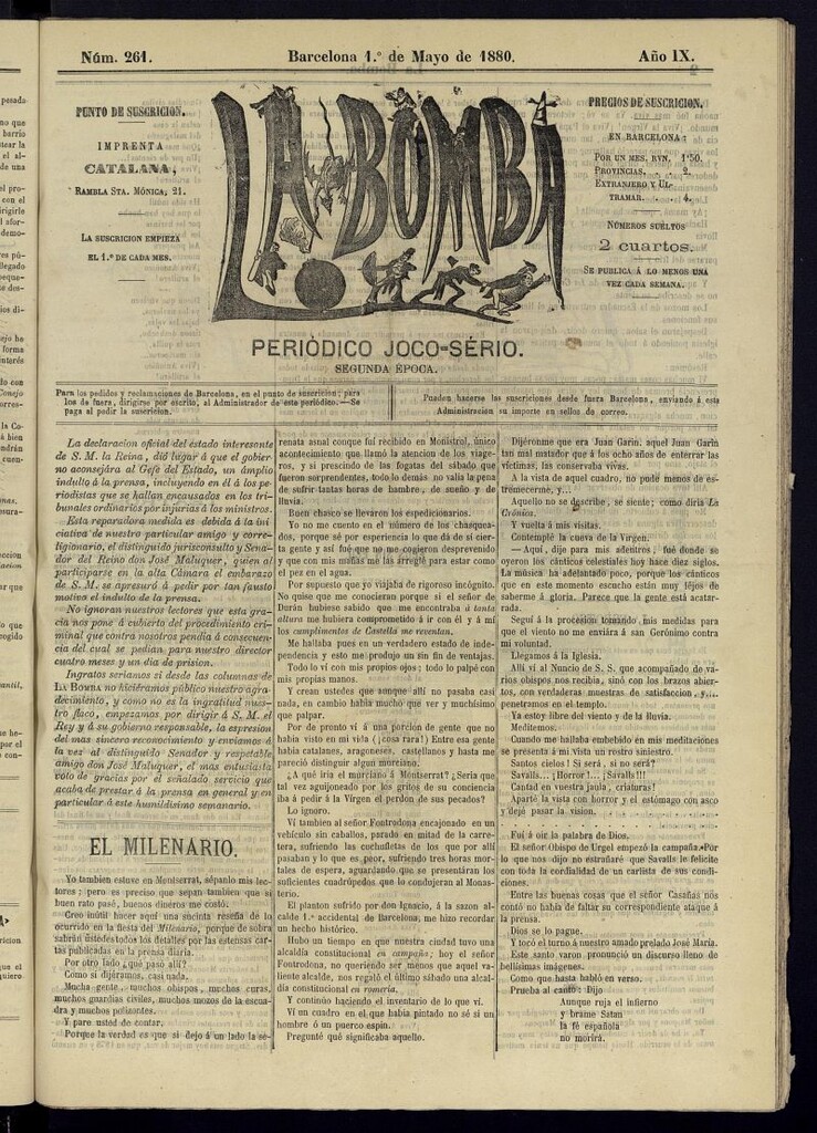 Miniatura de La Bomba: periódico bilingüe joco-serio del domingo 1 de mayo de 1880, nº 261