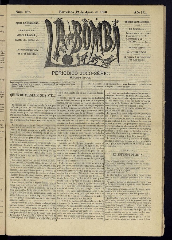 Miniatura de La Bomba: periódico bilingüe joco-serio del domingo 12 de junio de 1880, nº 267