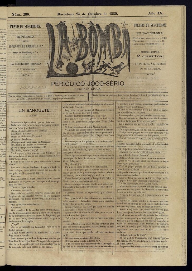 Miniatura de La Bomba: periódico bilingüe joco-serio del domingo 23 de octubre de 1880, nº 286