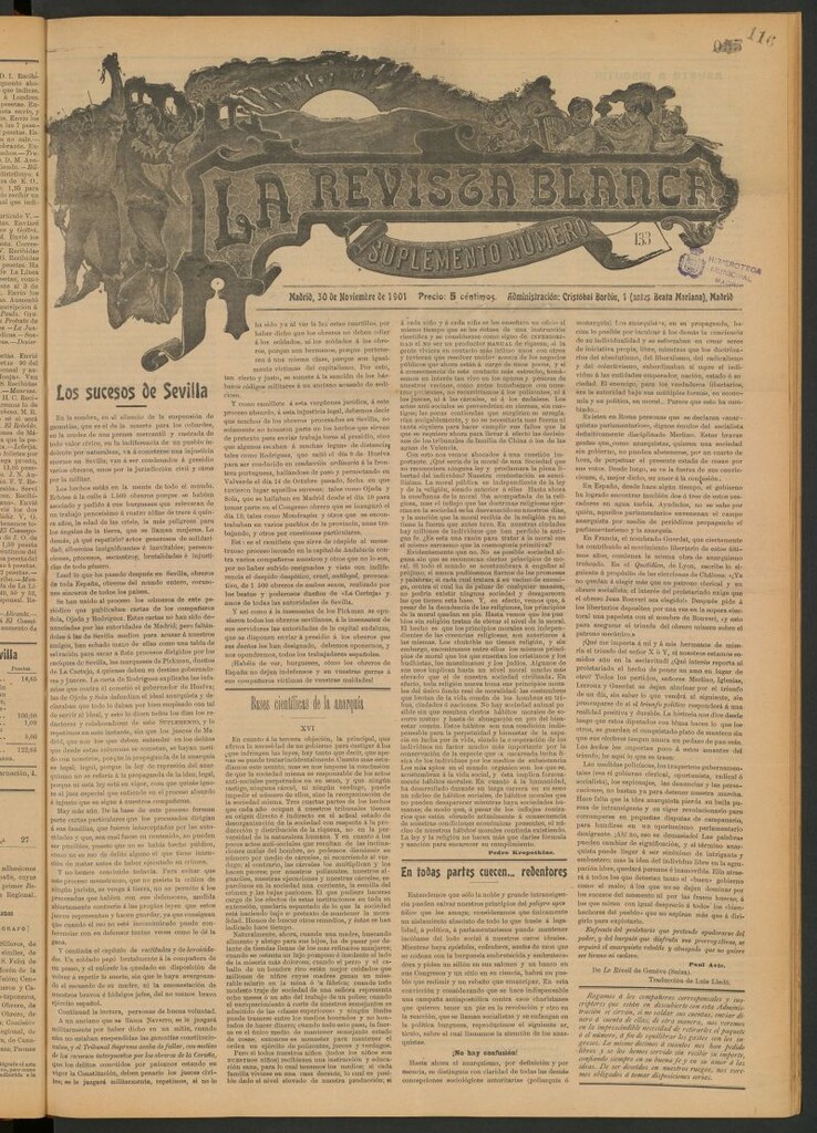 Miniatura de Suplemento a La Revista Blanca. Nº 133