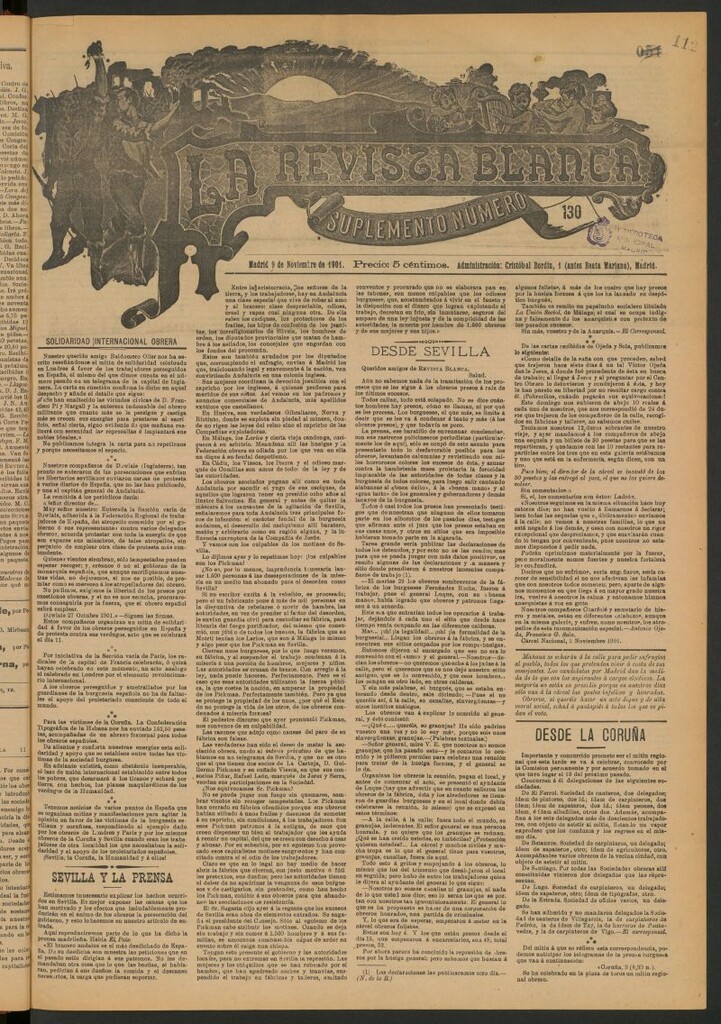 Miniatura de Suplemento a La Revista Blanca. Nº 130