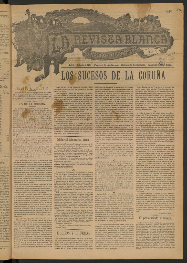Miniatura de Suplemento a La Revista Blanca. Nº 120