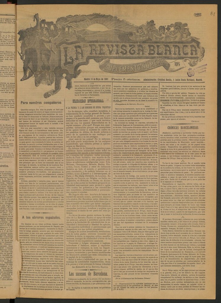 Miniatura de Suplemento a La Revista Blanca. Nº 105