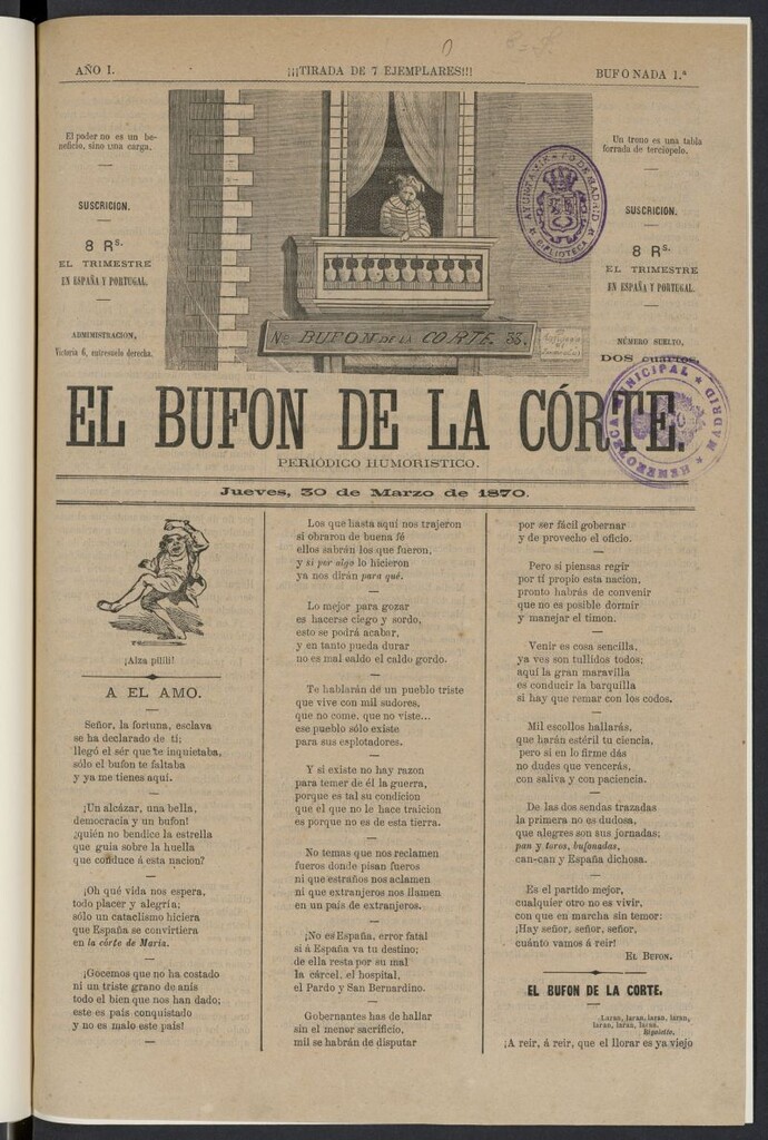 Miniatura de El Bufón de la Corte: periódico humorístico