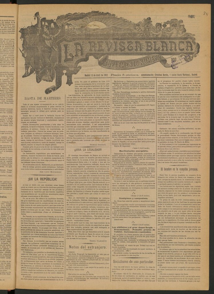 Miniatura de Suplemento a La Revista Blanca. N º100