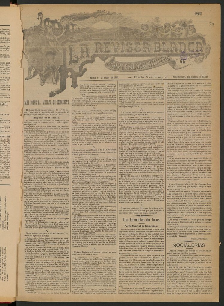 Miniatura de Suplemento a La Revista Blanca. Nº 65