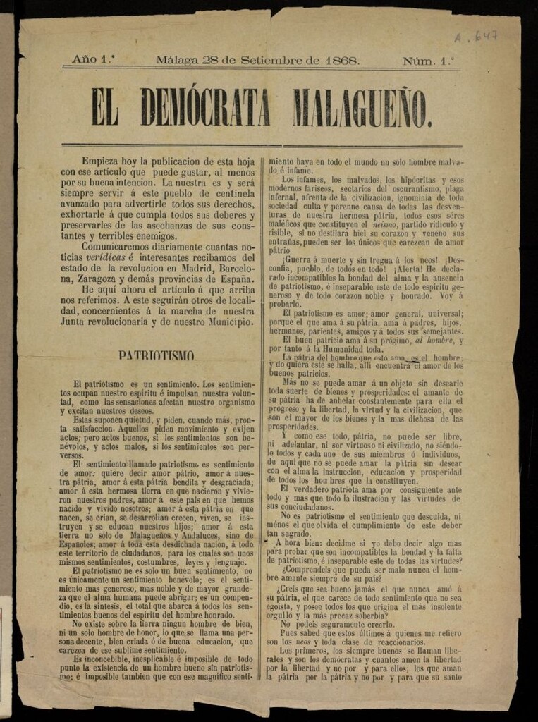 Miniatura de El Demócrata Malagueño
