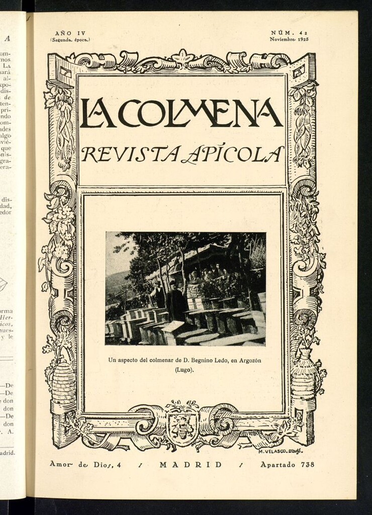 Miniatura de La Colmena : órgano de la Federación de Apicultores españoles establecida en la sección de apicultura de la Confederación Nacional Católico-Agraria. Nº 42