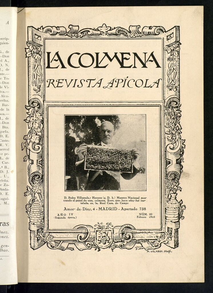 Miniatura de La Colmena : órgano de la Federación de Apicultores españoles establecida en la sección de apicultura de la Confederación Nacional Católico-Agraria. Nº 33