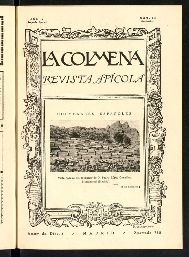 Miniatura de La Colmena : órgano de la Federación de Apicultores españoles establecida en la sección de apicultura de la Confederación Nacional Católico-Agraria. Nº 52