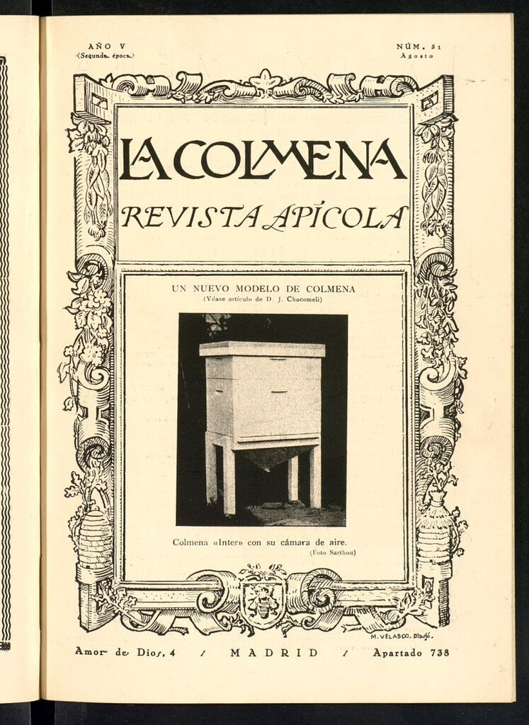 Miniatura de La Colmena : órgano de la Federación de Apicultores españoles establecida en la sección de apicultura de la Confederación Nacional Católico-Agraria. Nº 51
