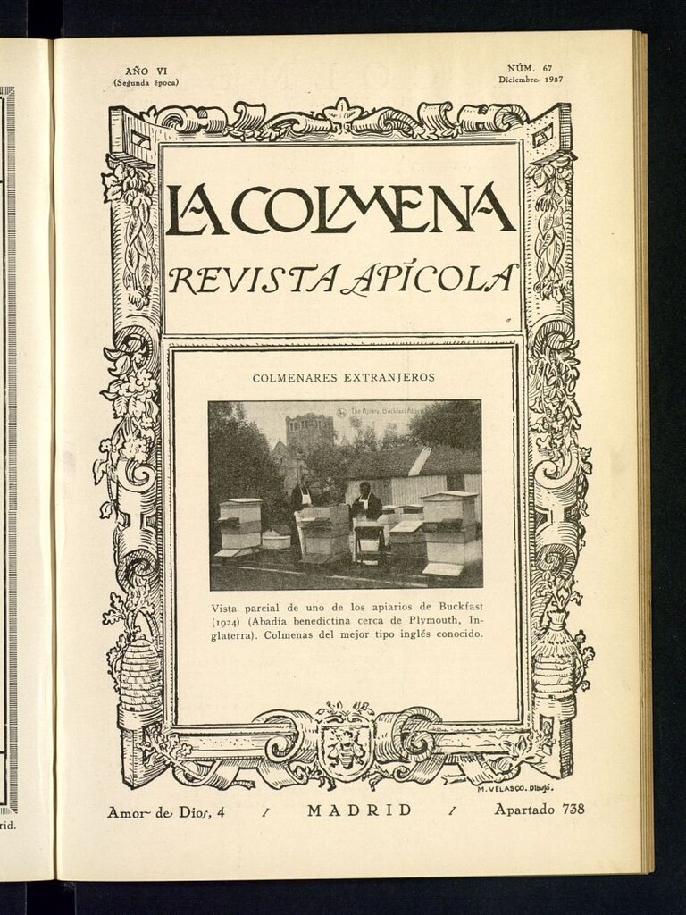 Miniatura de La Colmena : órgano de la Federación de Apicultores españoles establecida en la sección de apicultura de la Confederación Nacional Católico-Agraria. Nº 67
