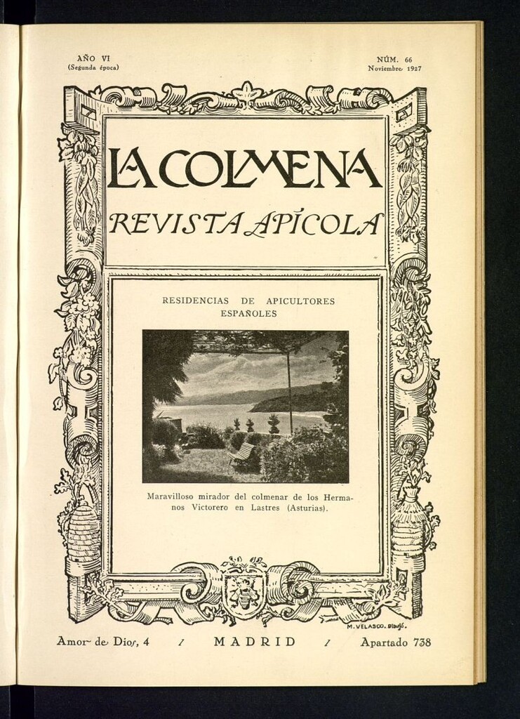 Miniatura de La Colmena : órgano de la Federación de Apicultores españoles establecida en la sección de apicultura de la Confederación Nacional Católico-Agraria. Nº 66