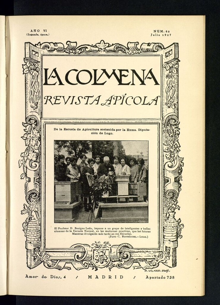 Miniatura de La Colmena : órgano de la Federación de Apicultores españoles establecida en la sección de apicultura de la Confederación Nacional Católico-Agraria. Nº 62