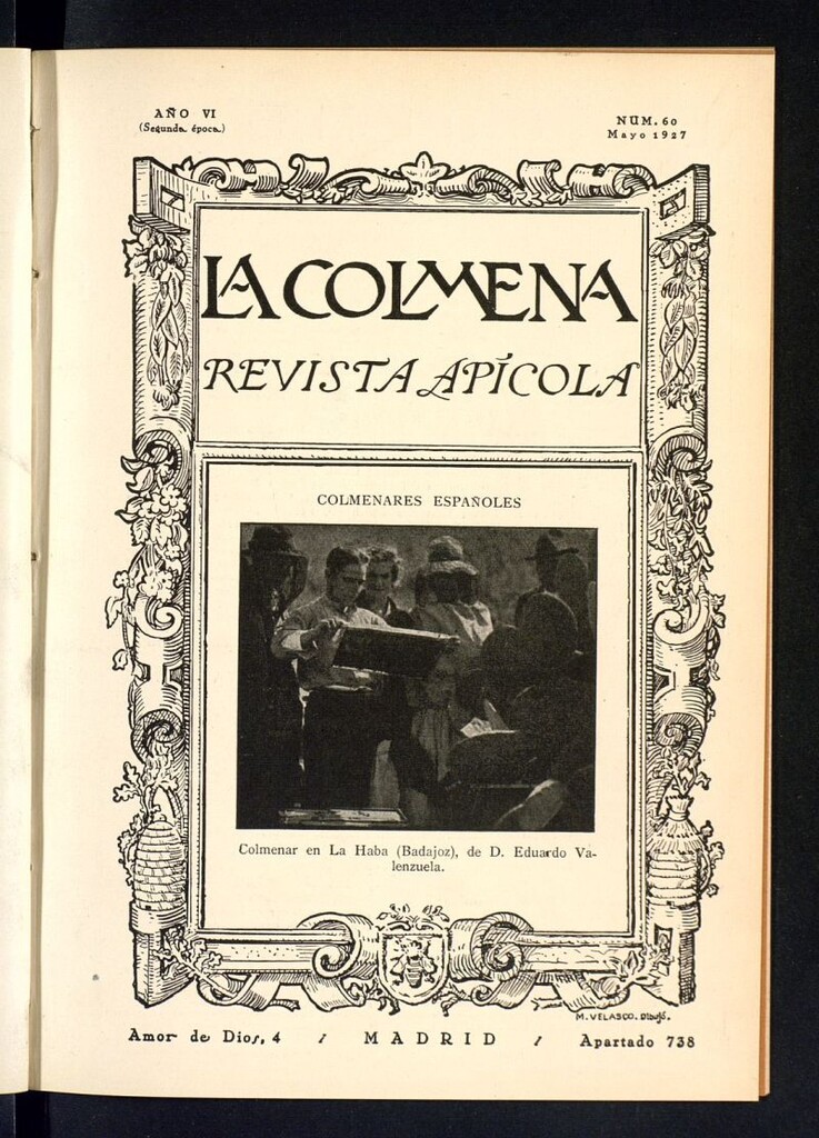 Miniatura de La Colmena : órgano de la Federación de Apicultores españoles establecida en la sección de apicultura de la Confederación Nacional Católico-Agraria. Nº 60