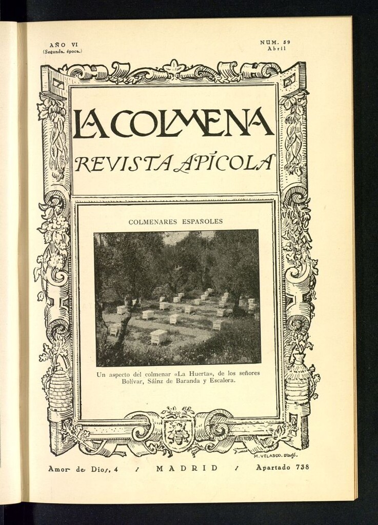 Miniatura de La Colmena : órgano de la Federación de Apicultores españoles establecida en la sección de apicultura de la Confederación Nacional Católico-Agraria. Nº 59