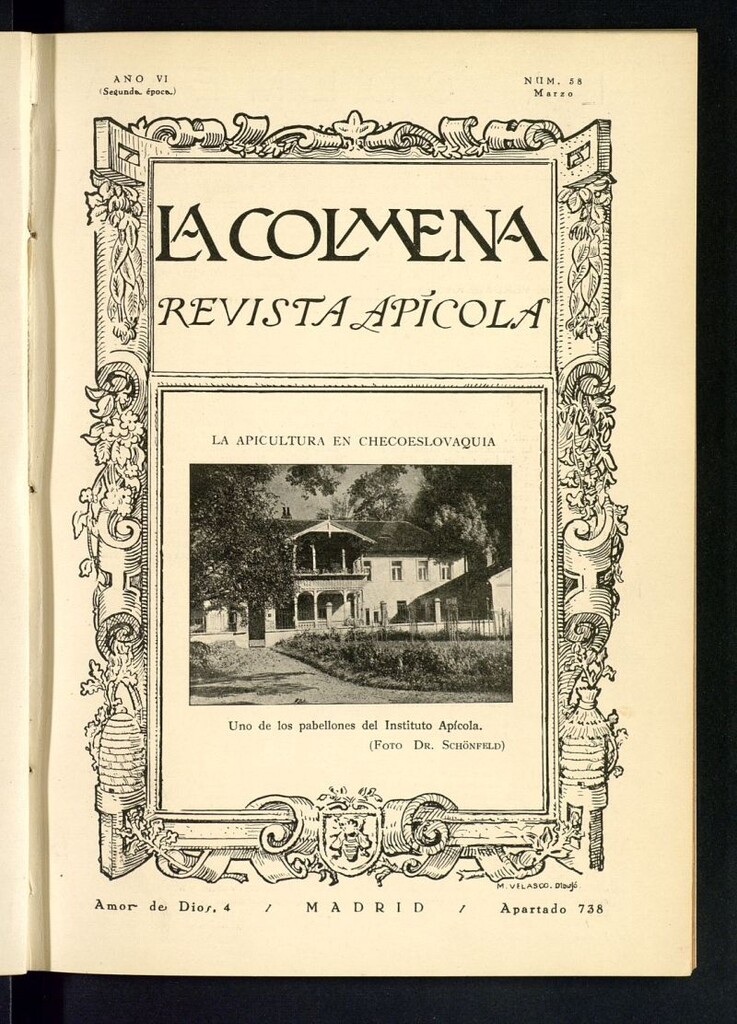 Miniatura de La Colmena : órgano de la Federación de Apicultores españoles establecida en la sección de apicultura de la Confederación Nacional Católico-Agraria. Nº 58