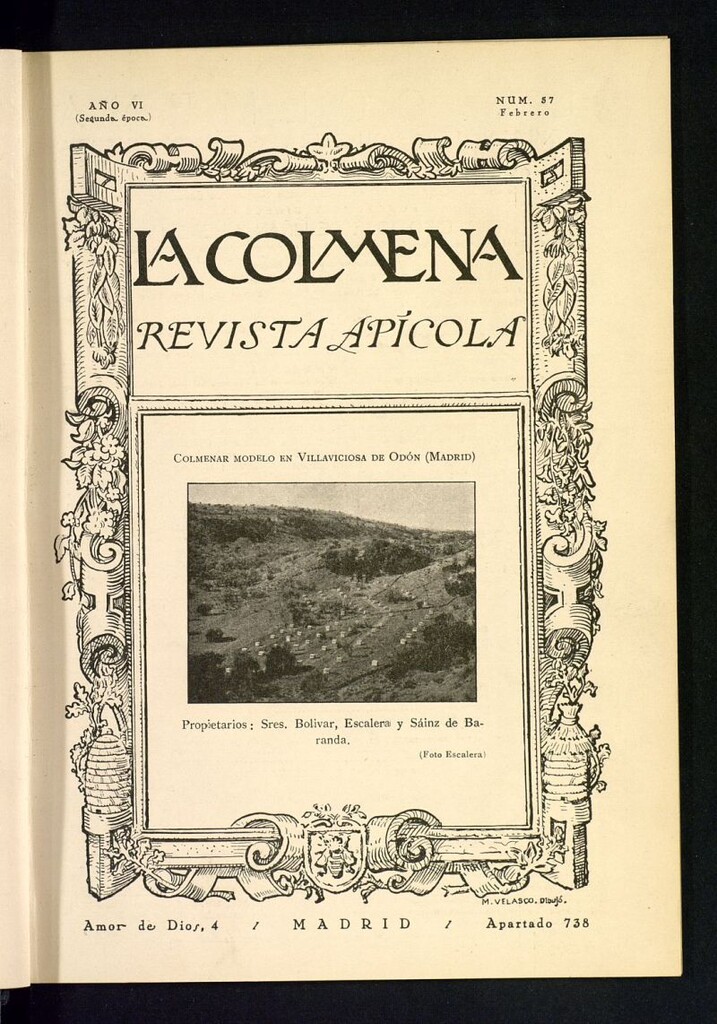 Miniatura de La Colmena : órgano de la Federación de Apicultores españoles establecida en la sección de apicultura de la Confederación Nacional Católico-Agraria. Nº 57