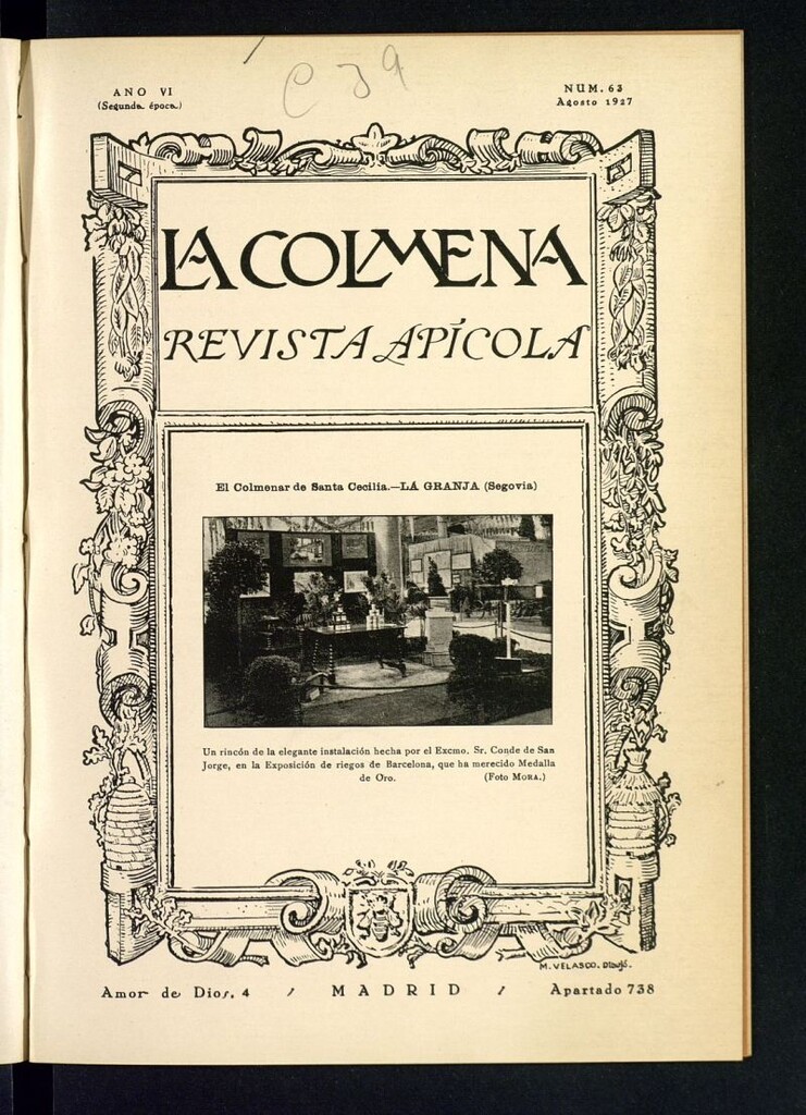 Miniatura de La Colmena : órgano de la Federación de Apicultores españoles establecida en la sección de apicultura de la Confederación Nacional Católico-Agraria. Nº 63