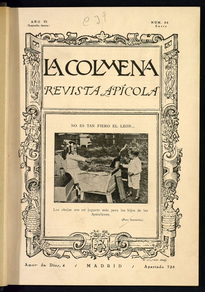Miniatura de La Colmena : órgano de la Federación de Apicultores españoles establecida en la sección de apicultura de la Confederación Nacional Católico-Agraria. Nº 56