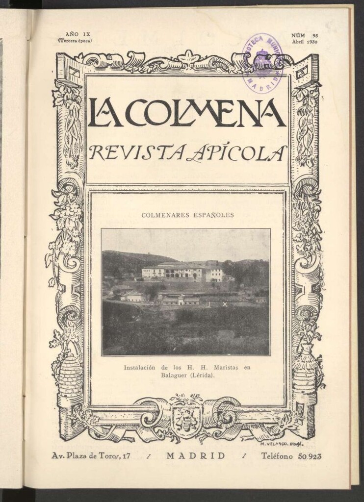 Miniatura de La Colmena : órgano de la Federación de Apicultores españoles establecida en la sección de apicultura de la Confederación Nacional Católico-Agraria. Nº 95