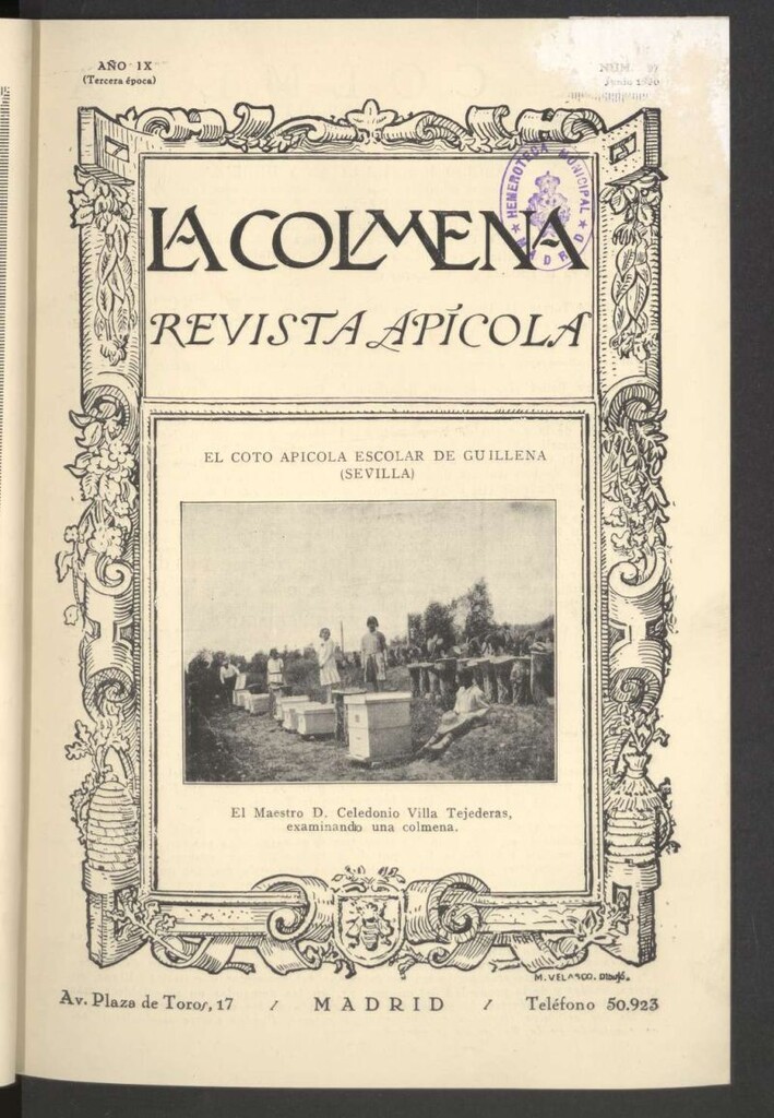 Miniatura de La Colmena : órgano de la Federación de Apicultores españoles establecida en la sección de apicultura de la Confederación Nacional Católico-Agraria. Nº 97