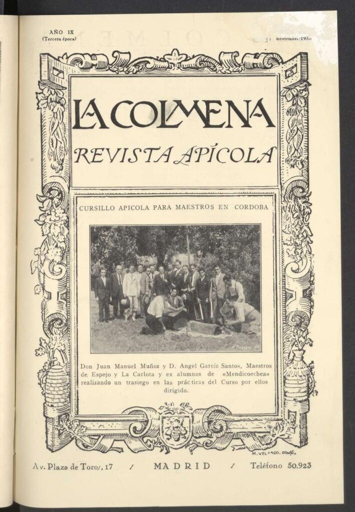 Miniatura de La Colmena : órgano de la Federación de Apicultores españoles establecida en la sección de apicultura de la Confederación Nacional Católico-Agraria. Nº 102