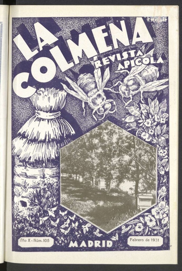 Miniatura de La Colmena : órgano de la Federación de Apicultores españoles establecida en la sección de apicultura de la Confederación Nacional Católico-Agraria. Nº 105