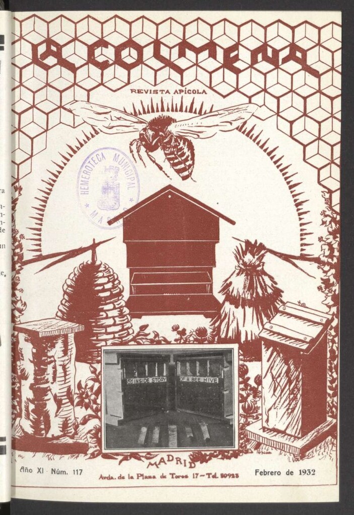 Miniatura de La Colmena : órgano de la Federación de Apicultores españoles establecida en la sección de apicultura de la Confederación Nacional Católico-Agraria. Nº 117