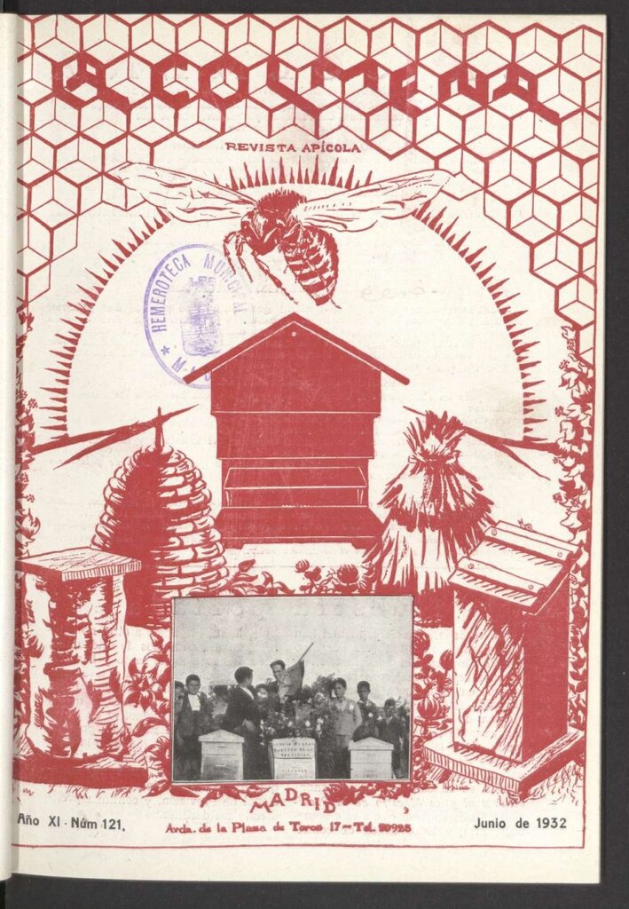 Miniatura de La Colmena : órgano de la Federación de Apicultores españoles establecida en la sección de apicultura de la Confederación Nacional Católico-Agraria. Nº 121