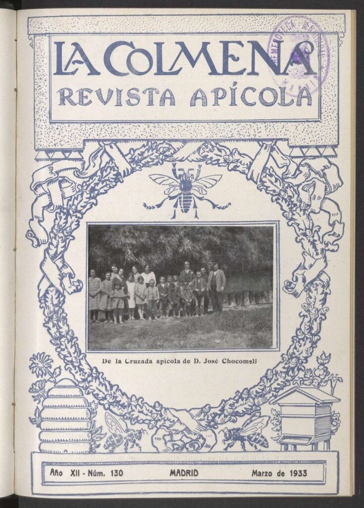 Miniatura de La Colmena : órgano de la Federación de Apicultores españoles establecida en la sección de apicultura de la Confederación Nacional Católico-Agraria. Nº 130