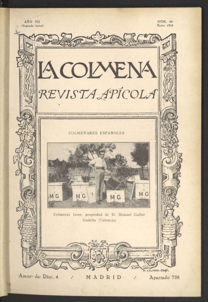 Miniatura de La Colmena : órgano de la Federación de Apicultores españoles establecida en la sección de apicultura de la Confederación Nacional Católico-Agraria. Nº 68