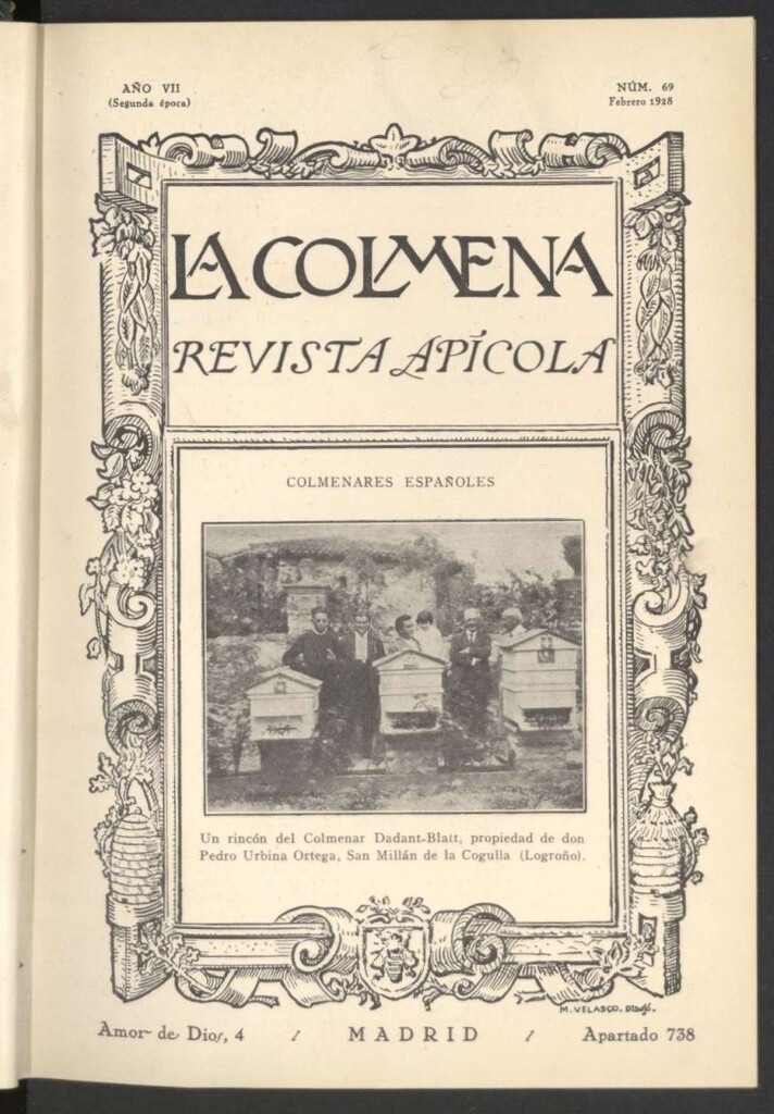 Miniatura de La Colmena : órgano de la Federación de Apicultores españoles establecida en la sección de apicultura de la Confederación Nacional Católico-Agraria. Nº 69