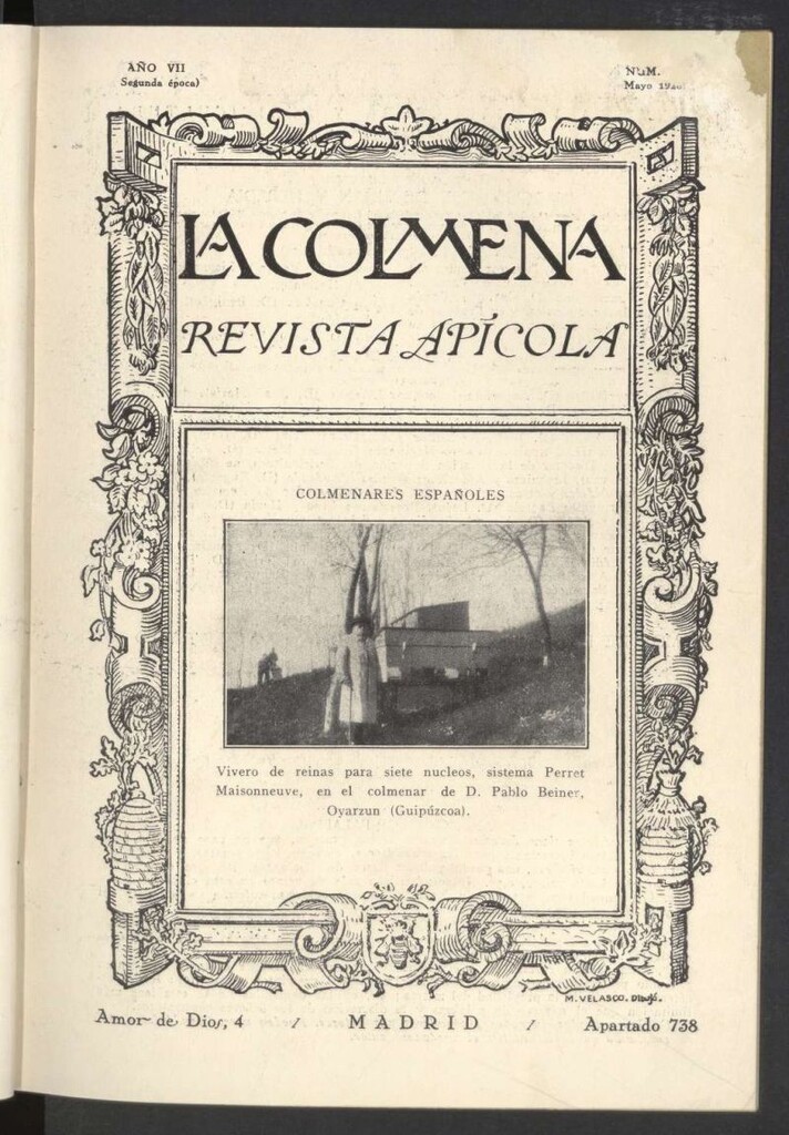 Miniatura de La Colmena : órgano de la Federación de Apicultores españoles establecida en la sección de apicultura de la Confederación Nacional Católico-Agraria. Nº 72