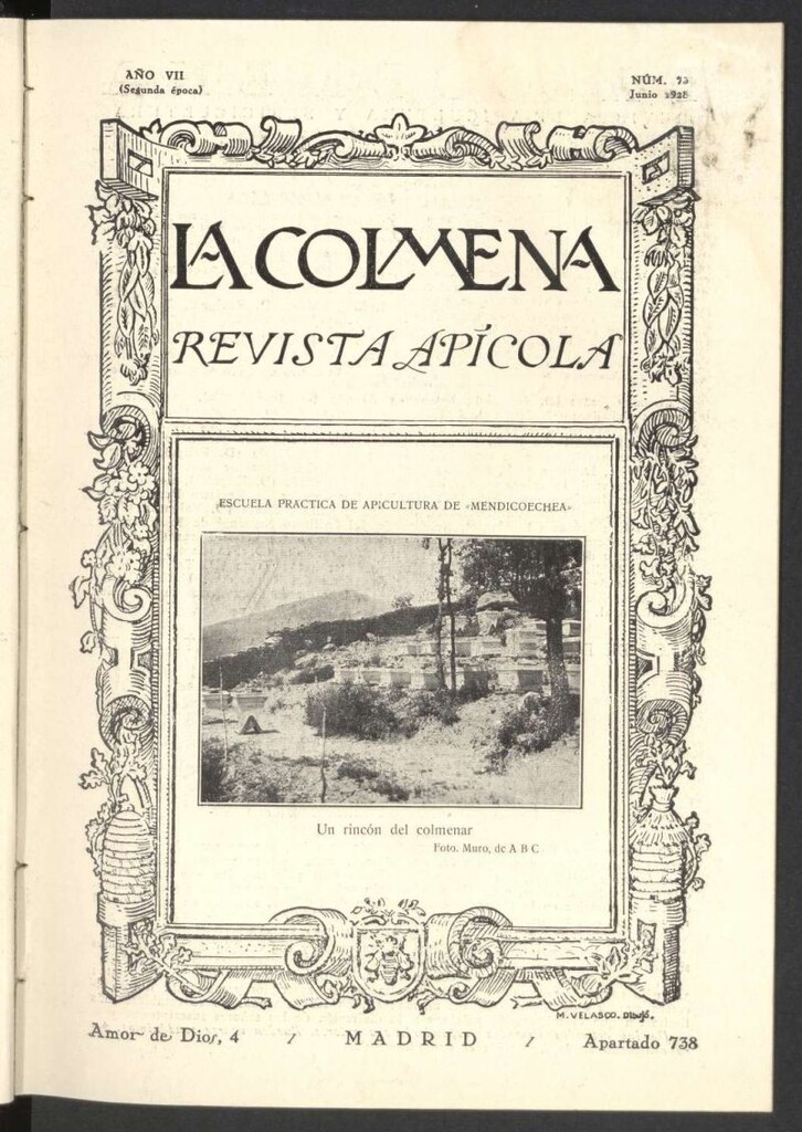 Miniatura de La Colmena : órgano de la Federación de Apicultores españoles establecida en la sección de apicultura de la Confederación Nacional Católico-Agraria. Nº 73