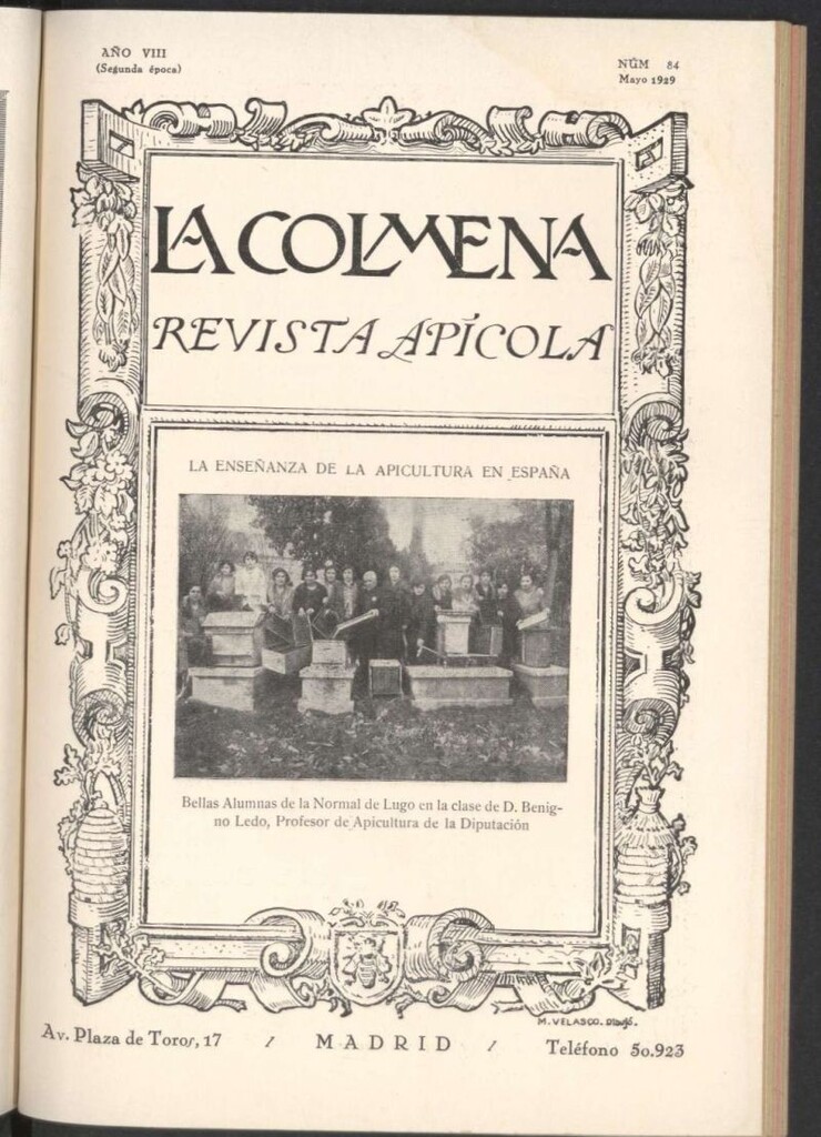 Miniatura de La Colmena : órgano de la Federación de Apicultores españoles establecida en la sección de apicultura de la Confederación Nacional Católico-Agraria. Nº 84