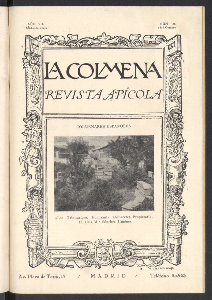 Miniatura de La Colmena : órgano de la Federación de Apicultores españoles establecida en la sección de apicultura de la Confederación Nacional Católico-Agraria. Nº 88 [sic]