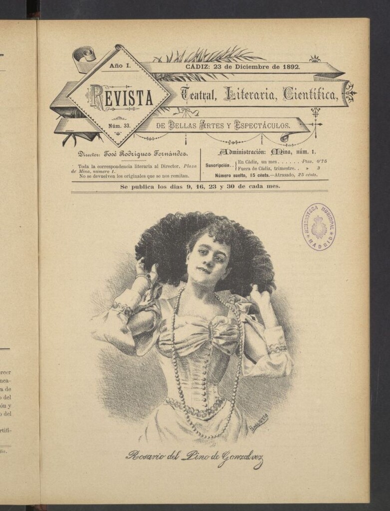 Miniatura de Revista Teatral, Literaria, Científica, de Bellas Artes y Espectáculos. Nº 33