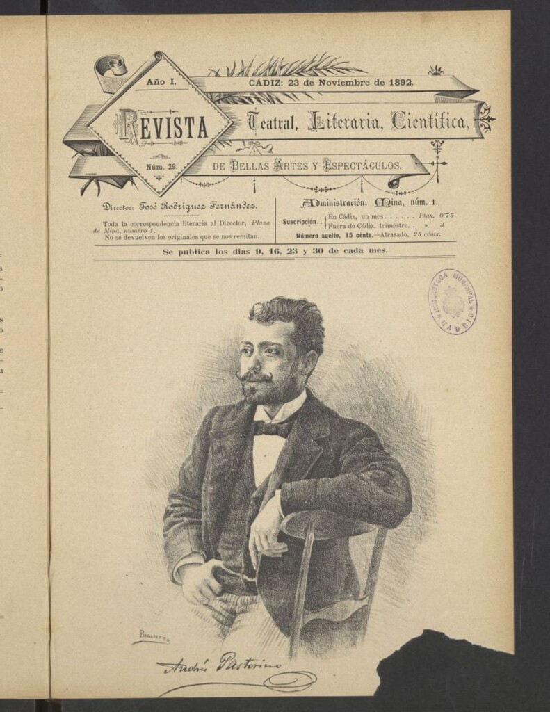 Miniatura de Revista Teatral, Literaria, Científica, de Bellas Artes y Espectáculos. Nº 29