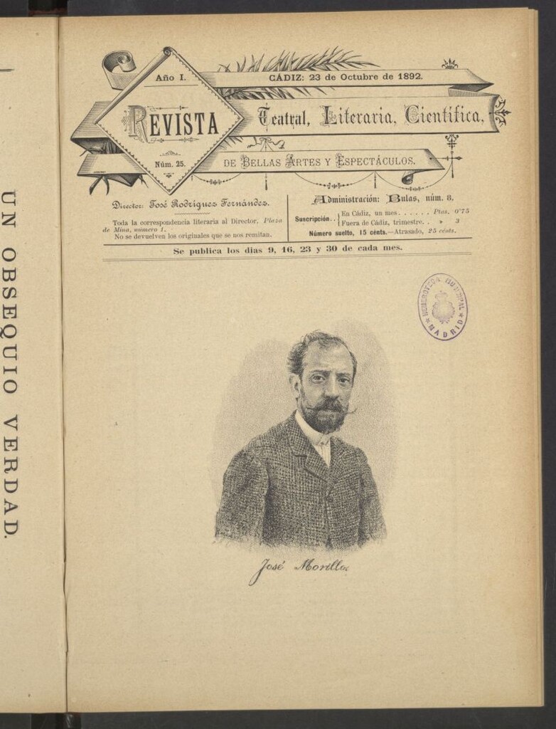 Miniatura de Revista Teatral, Literaria, Científica, de Bellas Artes y Espectáculos. Nº 25