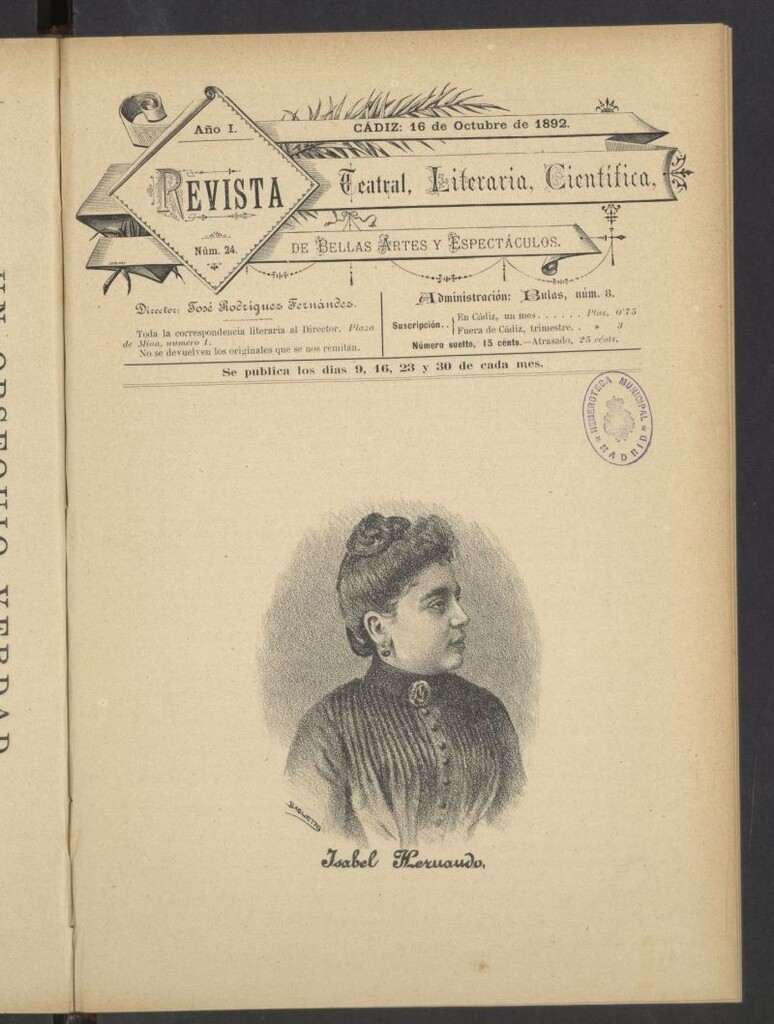 Miniatura de Revista Teatral, Literaria, Científica, de Bellas Artes y Espectáculos. Nº 24