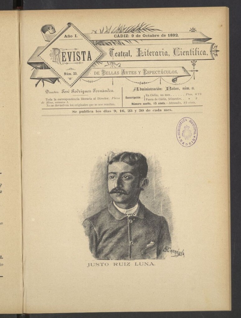Miniatura de Revista Teatral, Literaria, Científica, de Bellas Artes y Espectáculos. Nº 23