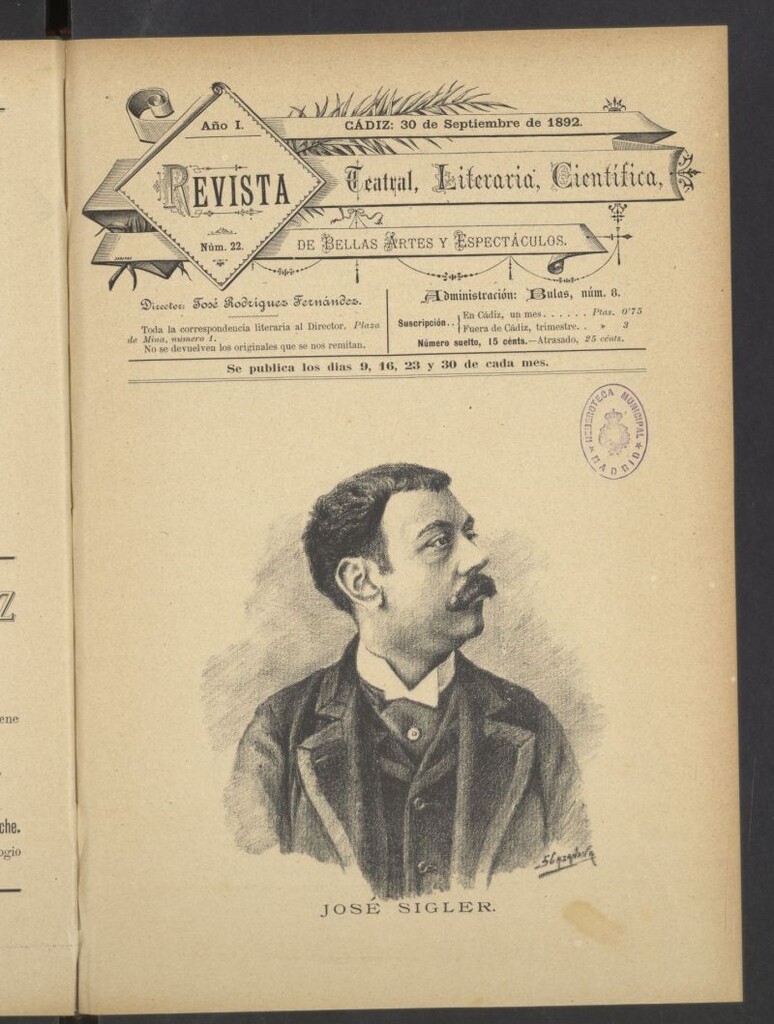 Miniatura de Revista Teatral, Literaria, Científica, de Bellas Artes y Espectáculos. Nº 22