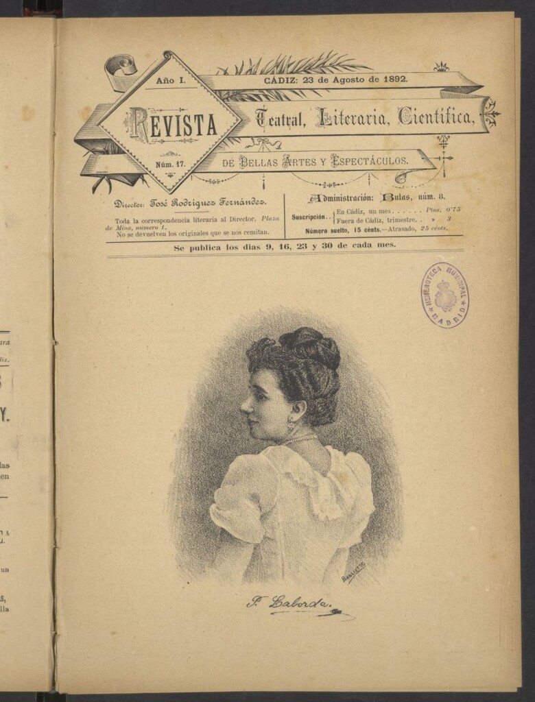 Miniatura de Revista Teatral, Literaria, Científica, de Bellas Artes y Espectáculos. Nº 17