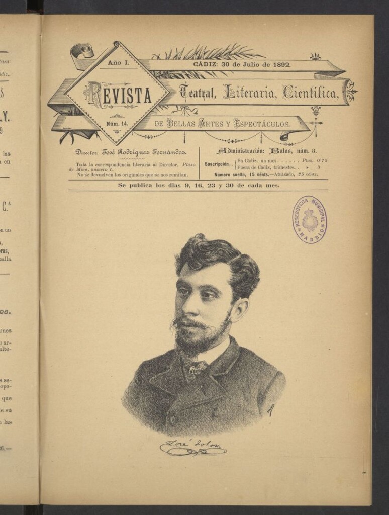 Miniatura de Revista Teatral, Literaria, Científica, de Bellas Artes y Espectáculos. Nº 14