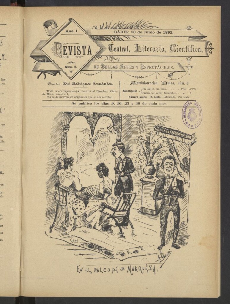 Miniatura de Revista Teatral, Literaria, Científica, de Bellas Artes y Espectáculos. Nº 9